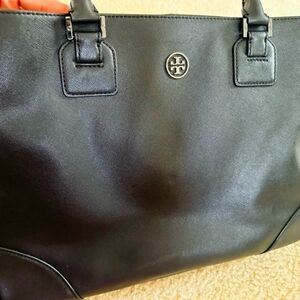 Tory Burch Black Leather Tote Bag